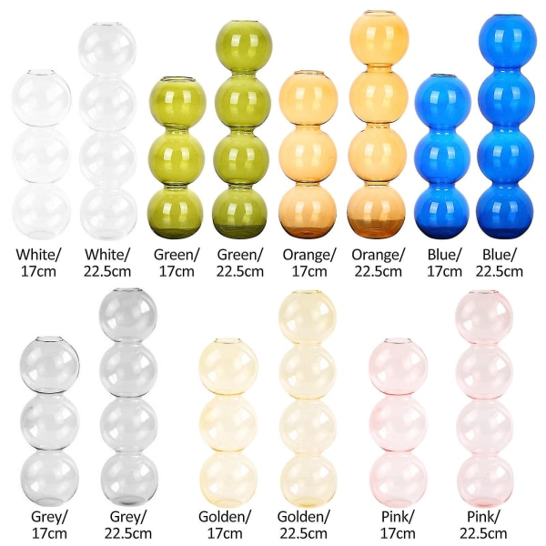 Multi-storleks Vas Vas Glasflaskor Transparent Tre Bollar I Vindprydnad Blue 17