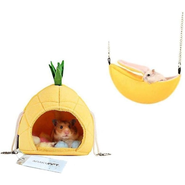 2-pack Hamsterbädd, Chinchilla Burfäste Tillbehör Hängmatta, Hamsterhus Leksaker för Små Djur Sockerflygare Ekorre Chinchilla Hamster Rat