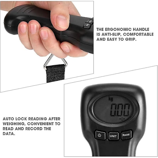 Bærbar digital bagagevægt - 44 kg/97 lb rejsekuffertvægt med LCD-display og krog