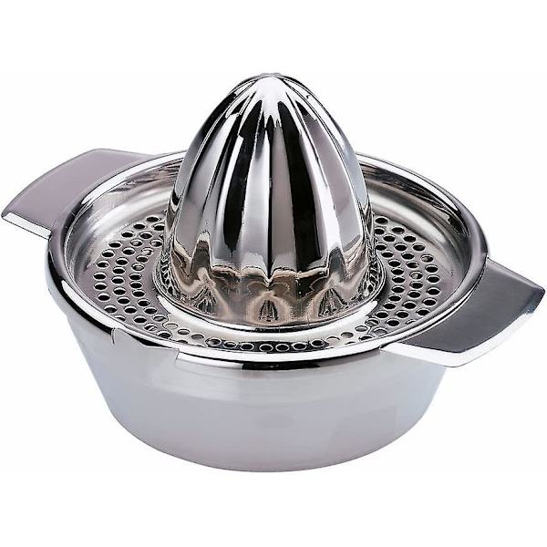 Korkea Laatuinen Ruostumattomasta Teräksestä Valmistettu Manuaalinen Sitrushedelmien Puristin, Sitruunanpuristin Säiliöllä, Kapasiteetti Noin 200ml, Noin 16.6 X 13.6 X 9.5 Cm, Hopea