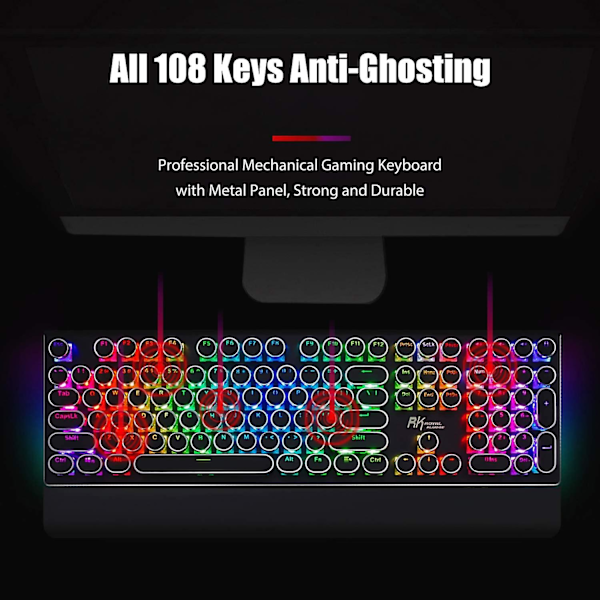 Mekanisk Gaming Tastatur i Skrivemaskinestil med Ægte RGB