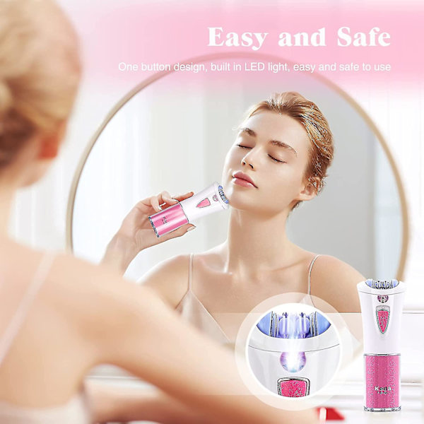 Smooth Glide Epilator, Bærbar Ledningsfri Barbermaskin, Ansiktshårsklipper, Mini Hårplukker Med Lys (fint Hår)