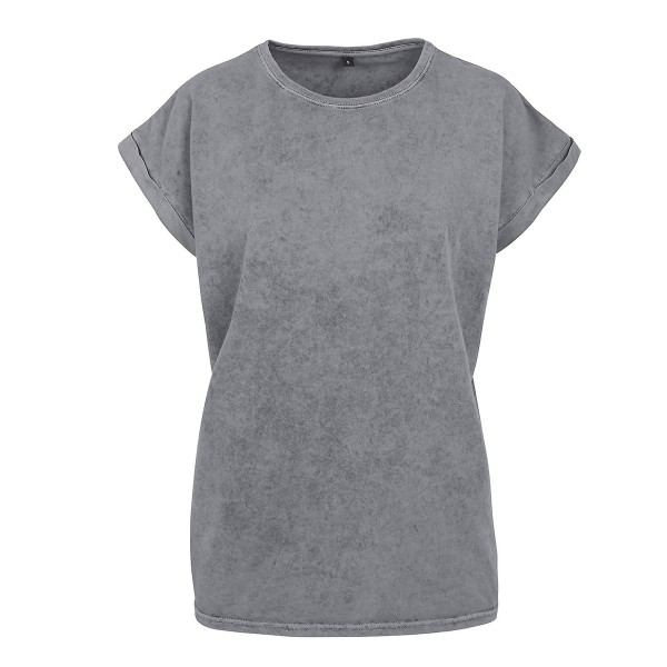 Bygg ditt merke for kvinner/damer Acid Wash T-skjorte med forlenget skulder Asphalt XS
