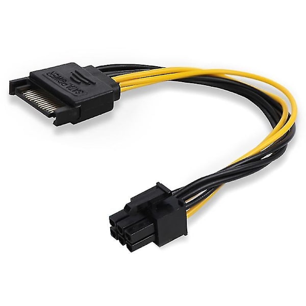 15-pin Sata hane till 6-pin Pci-express hona videokortsströmadapter