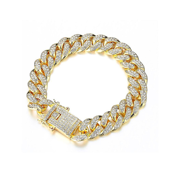 12mm bred länkkedja kvinnor män hip hop kubansk armband lyx glänsande mode