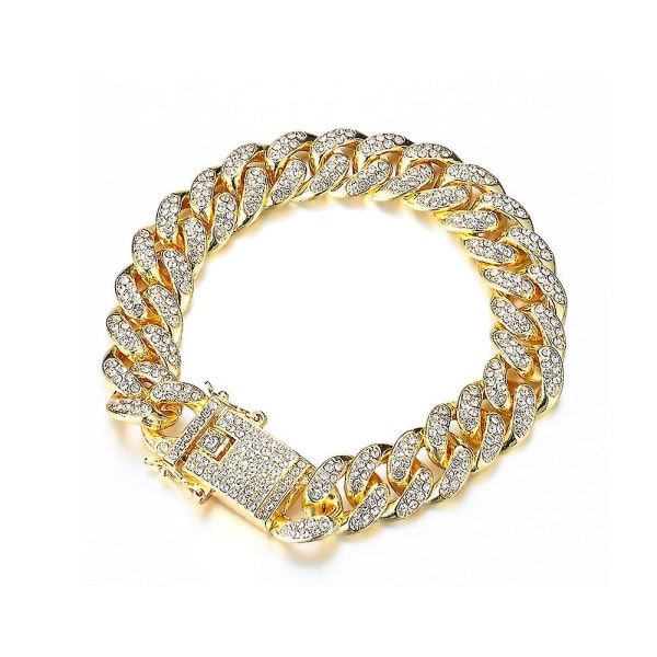 12mm Width Link Chain Women Men Hip Hop Cuban Bracelet Luxury Shiny Fashion