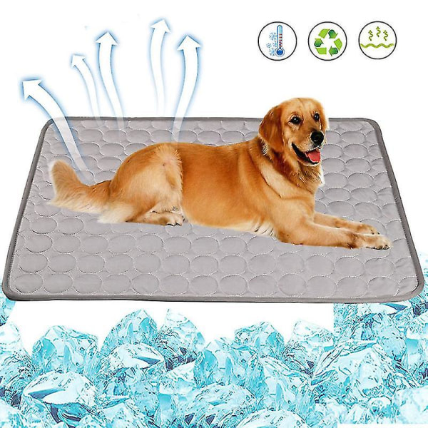 Kylmatta för hundar - Självkylningsdyna för husdjur för hundar och katter Giftfri tjocklek gel kall säng Light Blue M