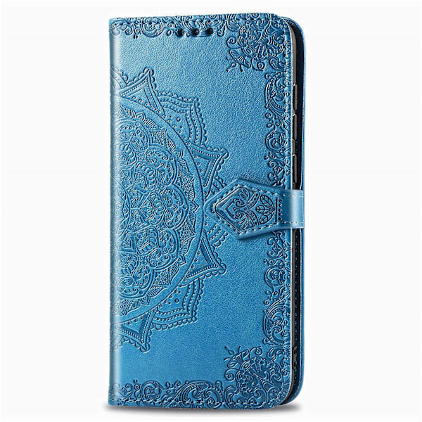 Fodral för Samsung Galaxy A51 5g Läder Plånboksfodral Präglad Mandala Magnetiskt Flip-skydd Stöttåligt - Blå