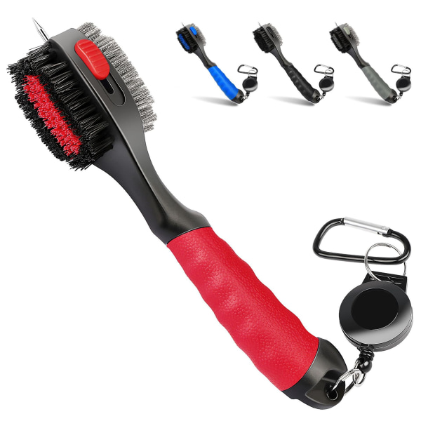 Retractable Golf Club Brush | Oversized Brush Head with Soft Rubber Hand Grip & Retractable Groove Cleaner Golf Brush