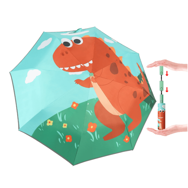 Lasten kokoontaittuva sateenvarjo Automaattinen kompakti matkasateenvarjo sateen ja auringon UV-suojaukseen tytöille ja pojille 8-15 vuotiaille