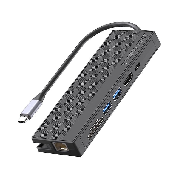 7-in-1 USB 3.0 -telakointiasema USB-C-keskitin 5 Gbps:n nopeudella 1000 Mbps Ethernet RJ45 Gigabit 4K OTG-sovitin