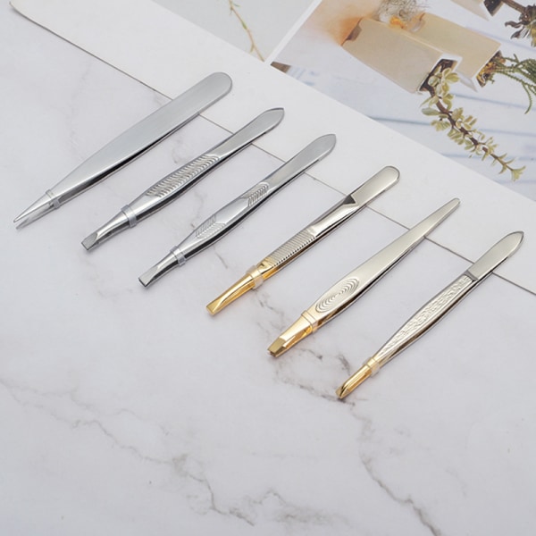 Care Eyebrows Tweezers - Pinset til at plukke skæg til ansigtshår, øjenbryn, skønhedsværktøjer half gold plated thread