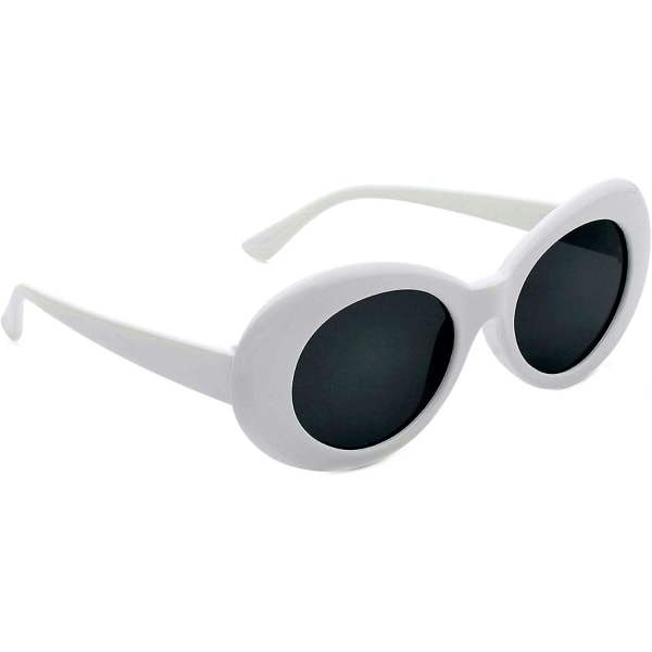 Sunrain Dame Runde Retro Oval Solbriller Farge Tint Linser Clout Goggles, 1 Hvit, Smoke, Large