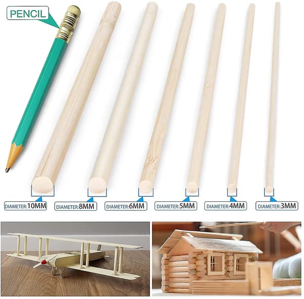 Håndlavede bambuspinde 30 cm, håndlavede runde pinde, 55 stk.
