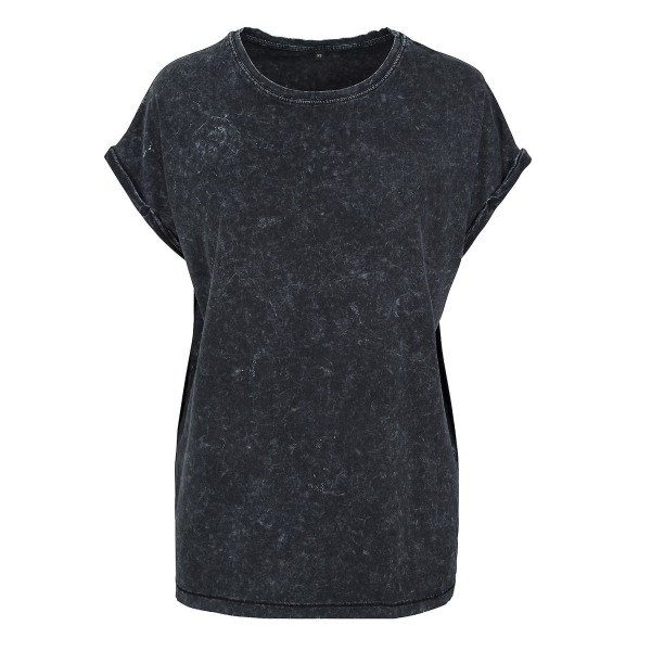 Byg dit brand Dame/Dame Acid Wash Extended Shoulder T-Shirt Black XL