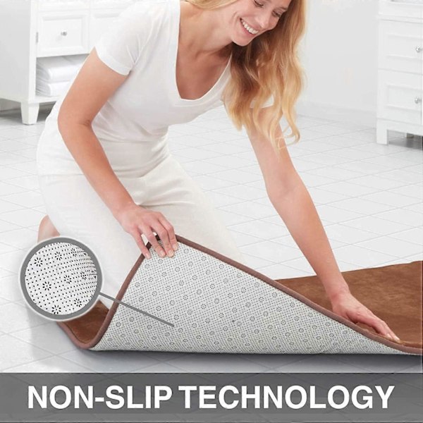 Badrumsmatta i Memory Foam Halkfri Absorberande Supermysig Sammet Badrumsmatta (50 cm x 81 cm, Brun)