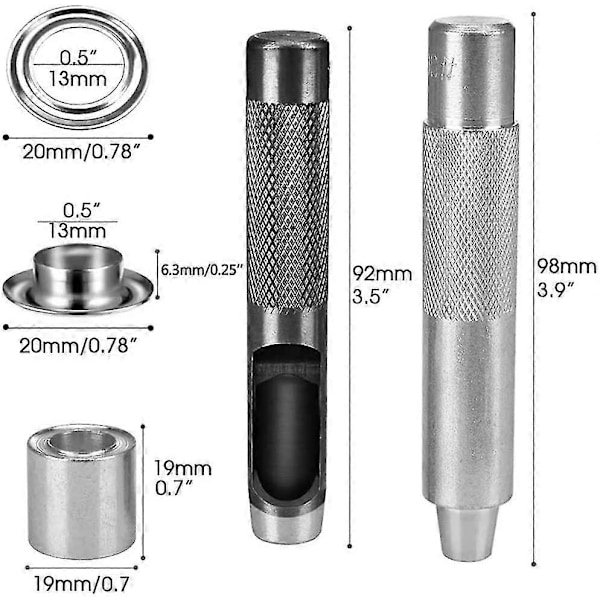 Öljettverktygssats 12mm - 120 Set Metallöljetter - Öljettverktyg För DIY Gardin Presenning Canvas Tältreparation