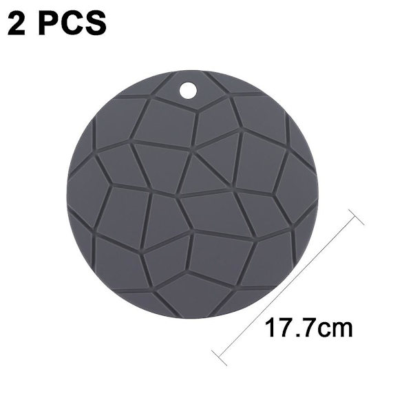 Geometriset harmaat silikonialuset, pyöreät aluslautaset, kuumat alustat, 2 pakkausta