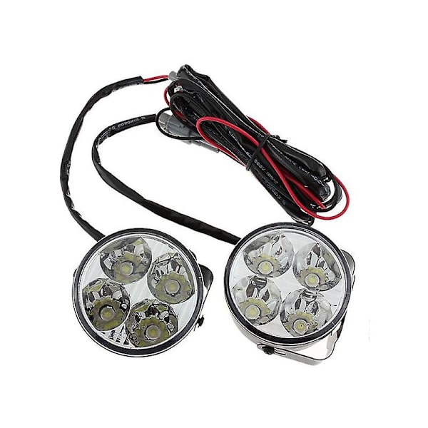 2 kpl valkoista 4 LED:n pyöreää auton päiväajovaloa DRL sumuvalo 12v