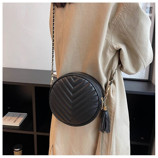 Dam Crossbody Väska Cirkel Tofs Liten Kväll Koppling Väska