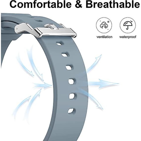 2 stykker grå+blå) 20 mm erstatningsrem til Smart Watch, Blød hudvenlig silikone Quick Release, Smart Watch Rem