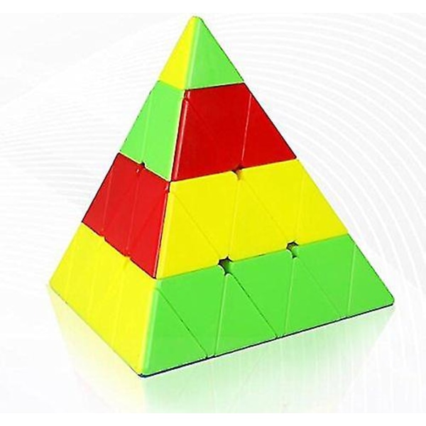 4x4x4 Pyramid Cube Master Pyramin Sort/Stickerløs Magic Cu