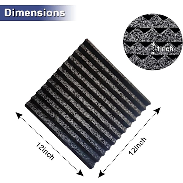 YDHTDLHC 52-pack akustiska skumplattor, 1\" x 12\" x 12\" akustiska kilstudio skum ljudabsorption väggpaneler (svart)