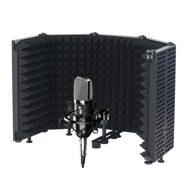 Mikrofonisoleringssköld 5-panels vindskärm för inspelningsstudio Vikbar absorberande svamp med hög densitet