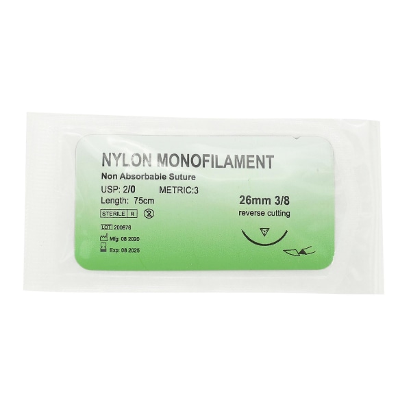 12 Stk/sæt Nålesutur Nylon Monofilament Tråd 2/0