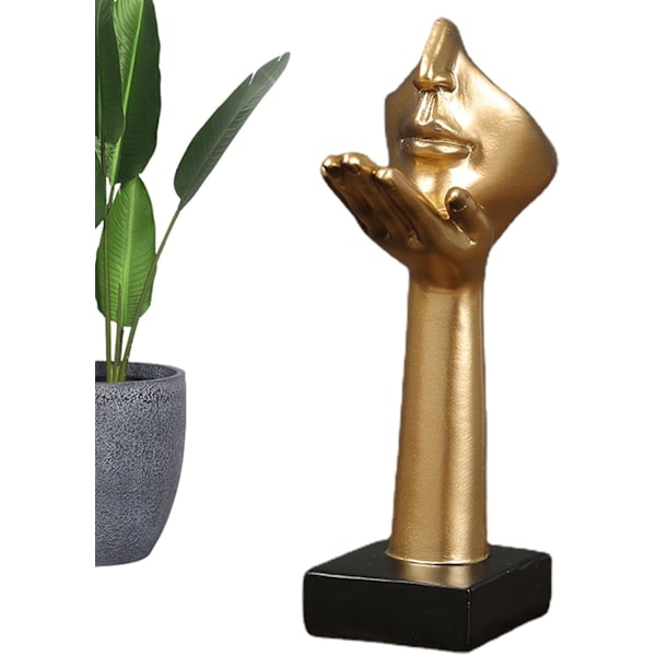 Tenkende Ansiktsdekke Statue, Stille Gull Resin Skulptur Figur Borddekor - Håndholdt Ansiktsdekke, Kreativ Tenker Statuer, Figur Gold E