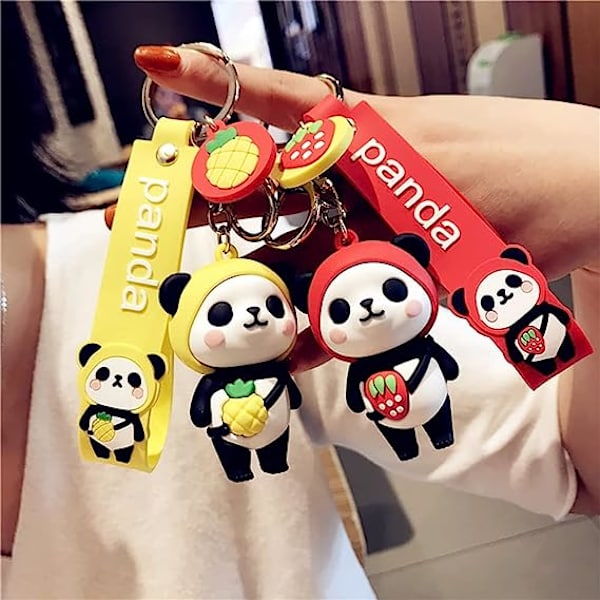 HSYHERE Lady Girl Cute PVC Panda avaimenperä Luova Uusi Vuosi Lahja Eläinriipus Pink Panda + Football