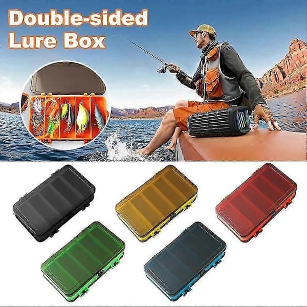 Dobbeltsidet lokkefiskeboks 2-lags opbevaring - 36 rum, foldbart design D6H0 Black