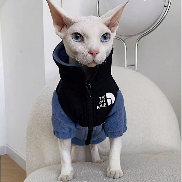 Vinterdjur Katt Varm Rock Vattentät Kattjacka Katt Ansikte Mode Mönster Hund Katt Kattunge Kostym Reflekterande Husdjurskläder