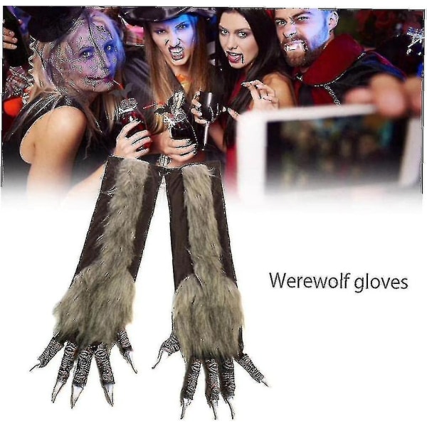 Halloween Werewolf hansker Furry Werewolf Hands Gloves Halloween Prop Cosplay Costume hansker