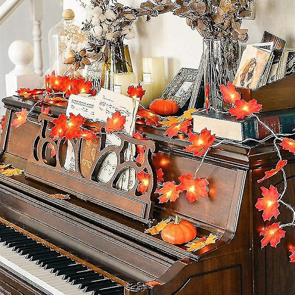 2m 10 LED efterårs ahornblade guirlande LED streng lys til juledekoration Thanksgiving fest DIY Halloween dekoration