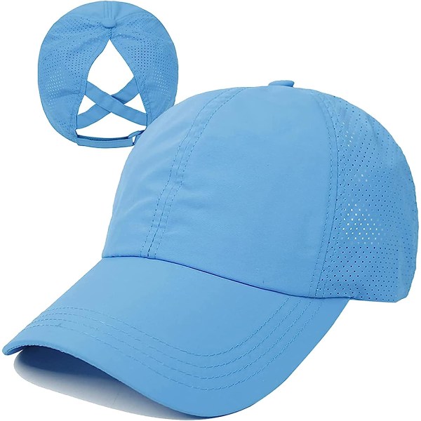 Kvindernes Crossover Ponytail Baseball Cap Justerbar Høj Messy Bun Pony Hat Hurtigtørrende Cap