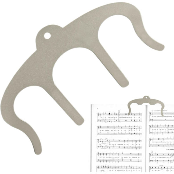 Bogstøtte Sider | Metal Nodeark Bog Holder - Musikstativ til Klaver, Keyboard, Stativ og Bog, Søde Klips til Sidemarkører, Festgave (Sølv) silver