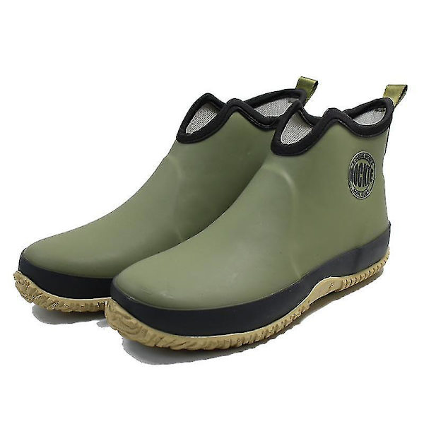 Herr Slip-on Regnstövlar Vattentäta Gummistövlar Ankelstövlar Utomhus Casual Fiske Stövlar Man Plattform Booties Green 38