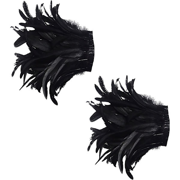 Män Gotiska Epauletter I Fjäderdräkt Dans Halloween Dekorationer Set Av 2 (svart)