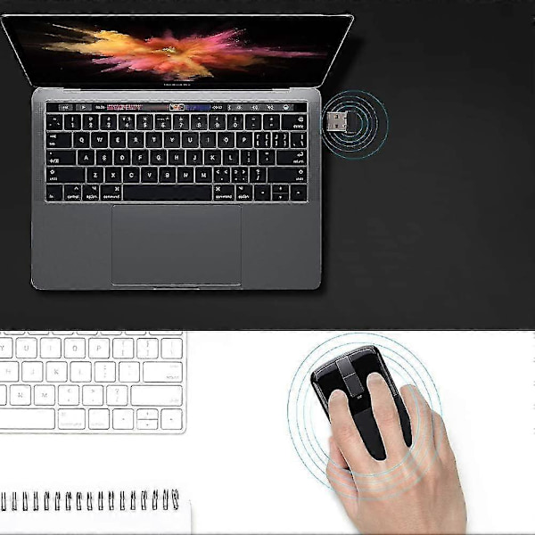 Trådlös Arc-mus, Surface Arc-mus Svart Touch Tunn Optisk Mus Vikbar Mus Möss För Pc Laptop