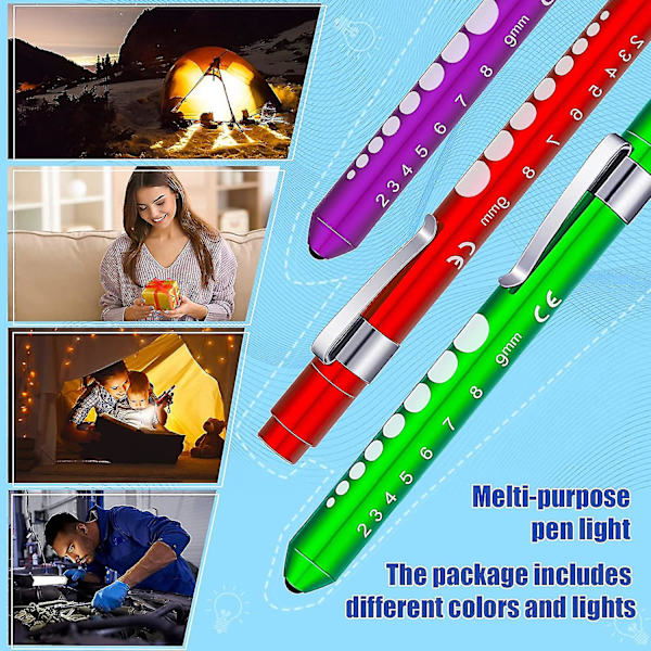 Penlight för sjuksköterskor Pen Torch Light Återanvändbar Led Penlight Med Pupillmätare Sjuksköterskor Pin Light För Fackla Sjuksköterskestudenter Läkare Med Fickklämma (basic C