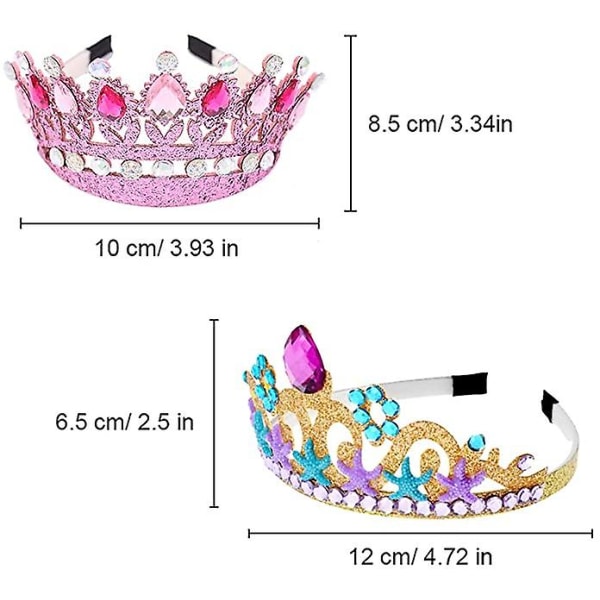 3 stk. prinsessekrone, prinsessekroner til piger, børneprinsesse tiara krone, prinsesse guld krone tiara, funklende krone hårbånd, til pigebørn fødselsdag