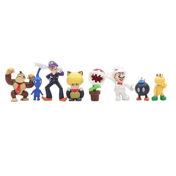 48 stk./sæt Super Mario Family Luigi Yoshi Bowser Wario Peach Toad Daisy Figur Model Legetøj