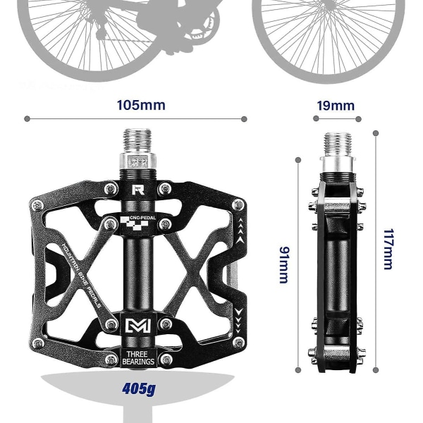 Sykkelpedaler, Mtb Flat Pedaler Cnc Aluminiumslegeme Plattform Diameter 9/16 Tommer For Mtb Sykling Landeveissykkel