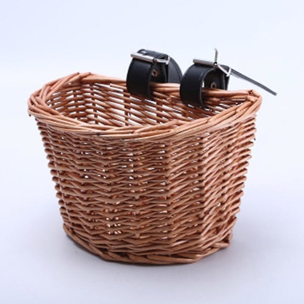 Wicker D-formad cykelkorg handvävd shoppingkorg cykel