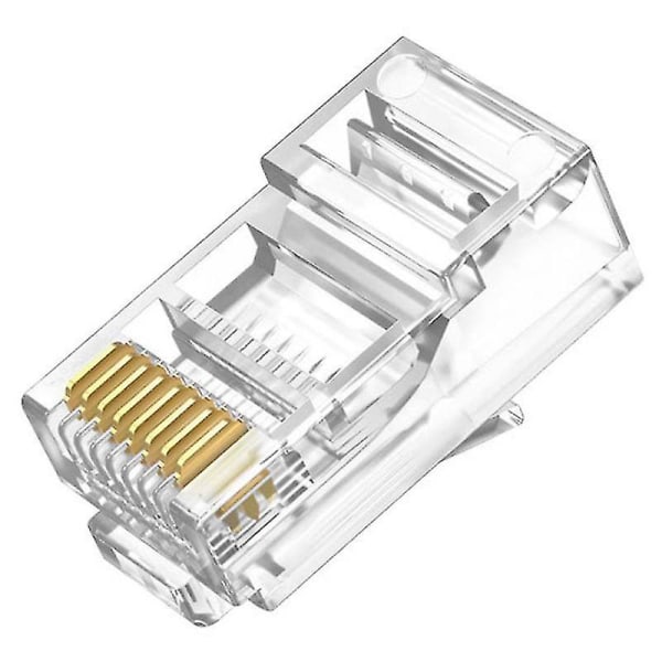 100 stk. RJ45 Ethernet-kabelstik, netværksforbindelsesstik til Utp Cat6 RJ45-netværkskabel, krystal H