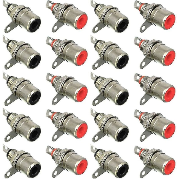 20 stk. RCA hun-panelmonteringsstik, RCA-terminal lydkonnektor, RCA-loddekonnektor, RCA-stikkonnektorer