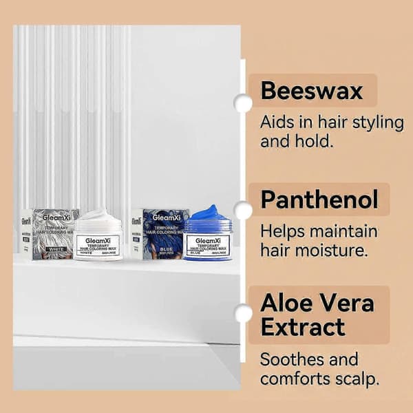 GleamXi Tillfällig Hårfärgspray, Tvättbar Party Hårkrita White
