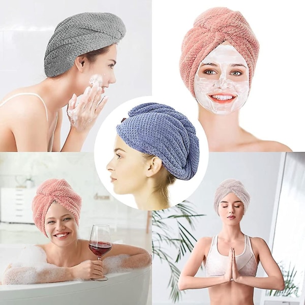 Superabsorberende hårhåndklæde-indpakning - Coral Fleece-hårhåndklæde, Hårtørrehætte Crday-gave