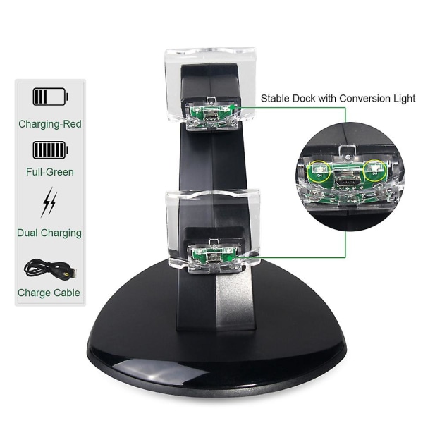 Oivo USB dobbelkontrollerlader for PS4 Gamepad ladestasjon Dock Controller strømforsyning stativ for Sony Playstation 4 Slim